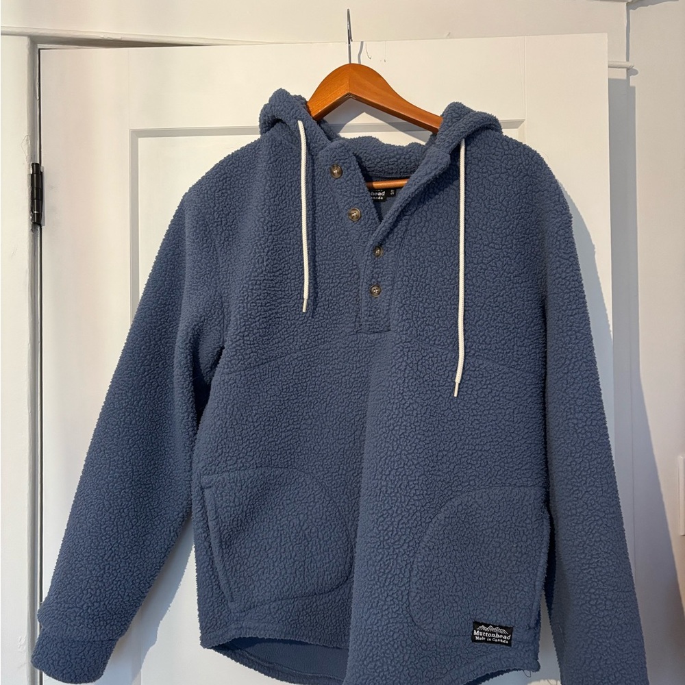Blue Hooded Fleece Pullover - Muttonhead